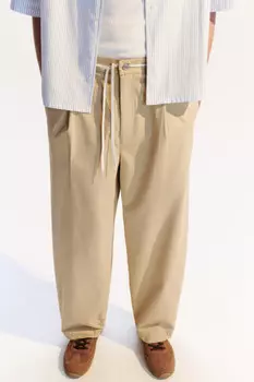 Брюки-бананы хлопковые широкие