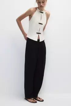 Брюки-бананы костюмные со складками