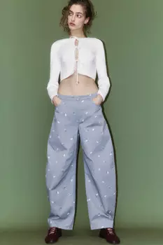 Брюки barrel fit хлопковые с цветочным принтом