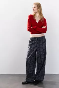 Брюки barrel fit твиловые с завязками