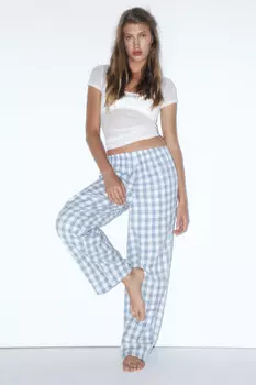 Брюки домашние хлопковые в клетку