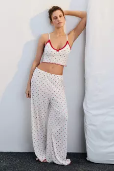 Брюки домашние хлопковые в сердечко