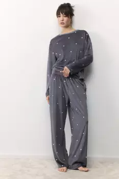 Брюки домашние плюшевые с принтом