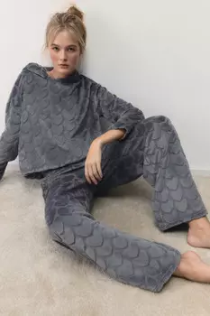 Брюки домашние плюшевые в сердечко