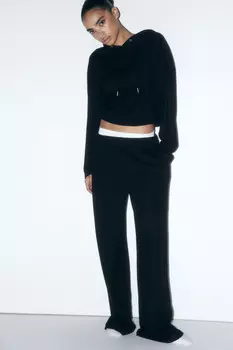 Брюки домашние прямые в рубчик