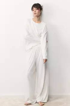 Брюки домашние широкие с карманами