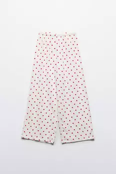 Брюки домашние широкие в сердечко