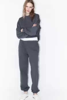 Брюки-джоггеры базовые из хлопкового футера