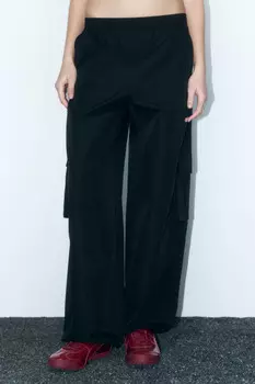 Брюки-джоггеры широкие с накладными карманами