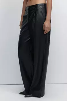 Брюки из искусственной кожи с высокой посадкой