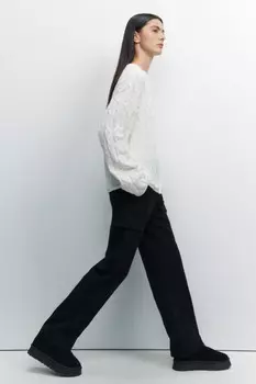 Брюки-карго хлопковые с низкой посадкой