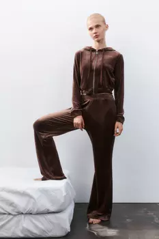 Брюки клеш домашние из велюра