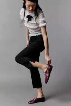 Брюки клеш костюмные укороченные с бантиками