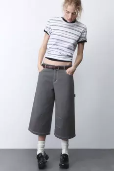 Брюки-кюлоты хлопковые с низкой посадкой