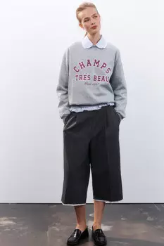 Брюки-кюлоты с имитацией второго слоя