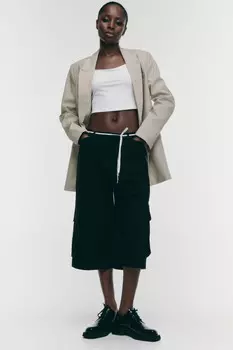 Брюки-кюлоты широкие льняные с карманами