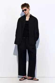 Брюки льняные с поясом на завязках