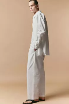 Брюки льняные с поясом на завязках