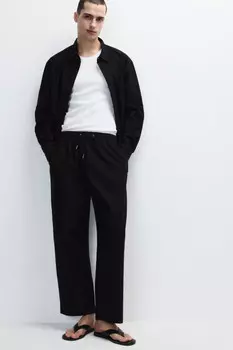 Брюки льняные с поясом на завязках