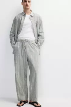 Брюки льняные в полоску