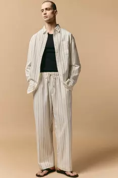 Брюки льняные в полоску