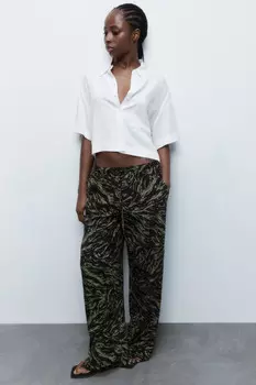 Брюки-палаццо широкие с завязками на поясе