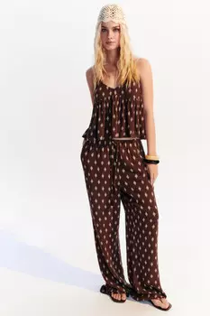 Брюки-палаццо вискозные с принтом