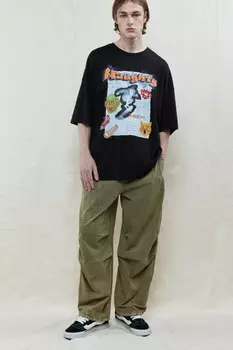 Брюки-парашюты хлопковые с вареным эффектом