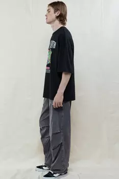 Брюки-парашюты хлопковые с вареным эффектом