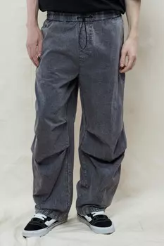 Брюки-парашюты хлопковые с вареным эффектом