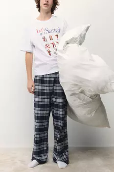 Брюки пижамные с принтом в клетку