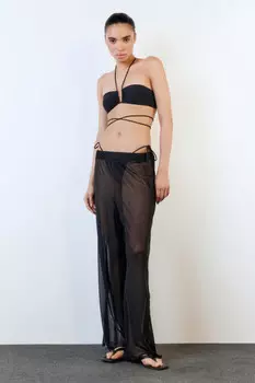 Брюки пляжные сетчатые со стразами