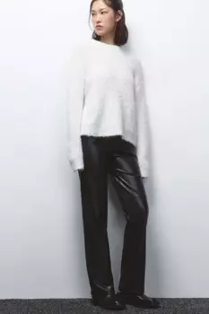 Брюки прямые из искусственной кожи