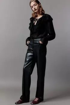 Брюки прямые из искусственной кожи