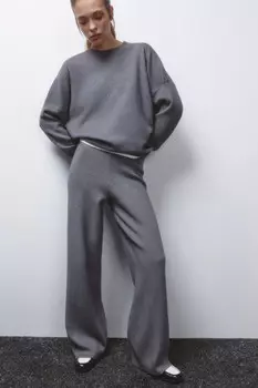 Брюки прямые из вязаного трикотажа