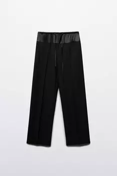 Брюки прямые костюмные с поясом на завязках