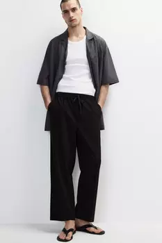 Брюки прямые костюмные с поясом на завязках
