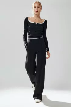 Брюки прямые костюмные с разрезами