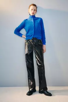 Брюки прямые лакированные