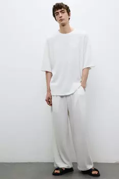 Брюки прямые с поясом на завязках