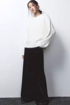 Брюки широкие бархатные со стразами