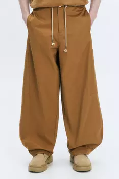 Брюки широкие хлопковые с поясом на завязках