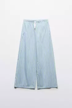 Брюки широкие хлопковые в полоску