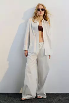 Брюки широкие хлопковые в полоску