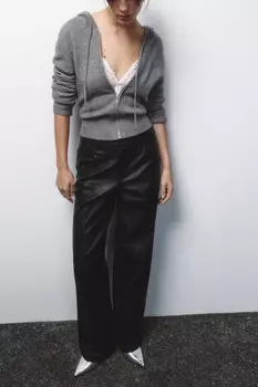 Брюки широкие из искусственной кожи