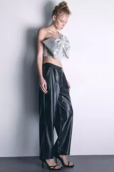 Брюки широкие из искусственной кожи