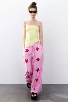 Брюки широкие из вискозы с принтом