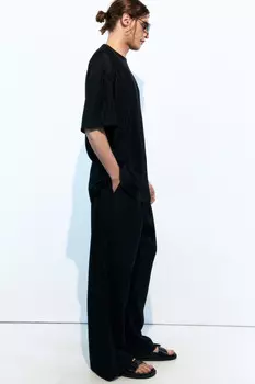 Брюки широкие костюмные из жатой ткани