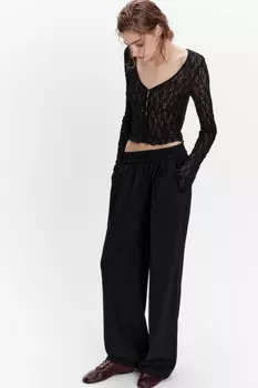 Брюки широкие костюмные с поясом-резинкой