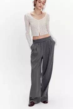 Брюки широкие костюмные с поясом-резинкой